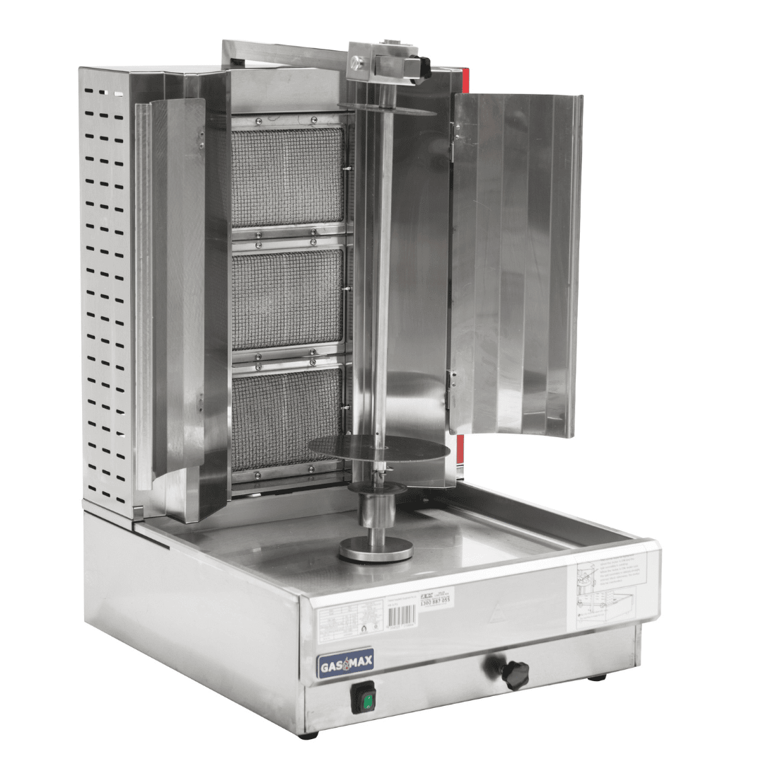 GasMax KB-3 kebab machine — rear 3/4" NPT gas connection detail