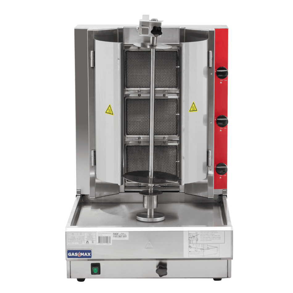 GasMax KB-3 kebab machine — infrared ceramic burners close-up