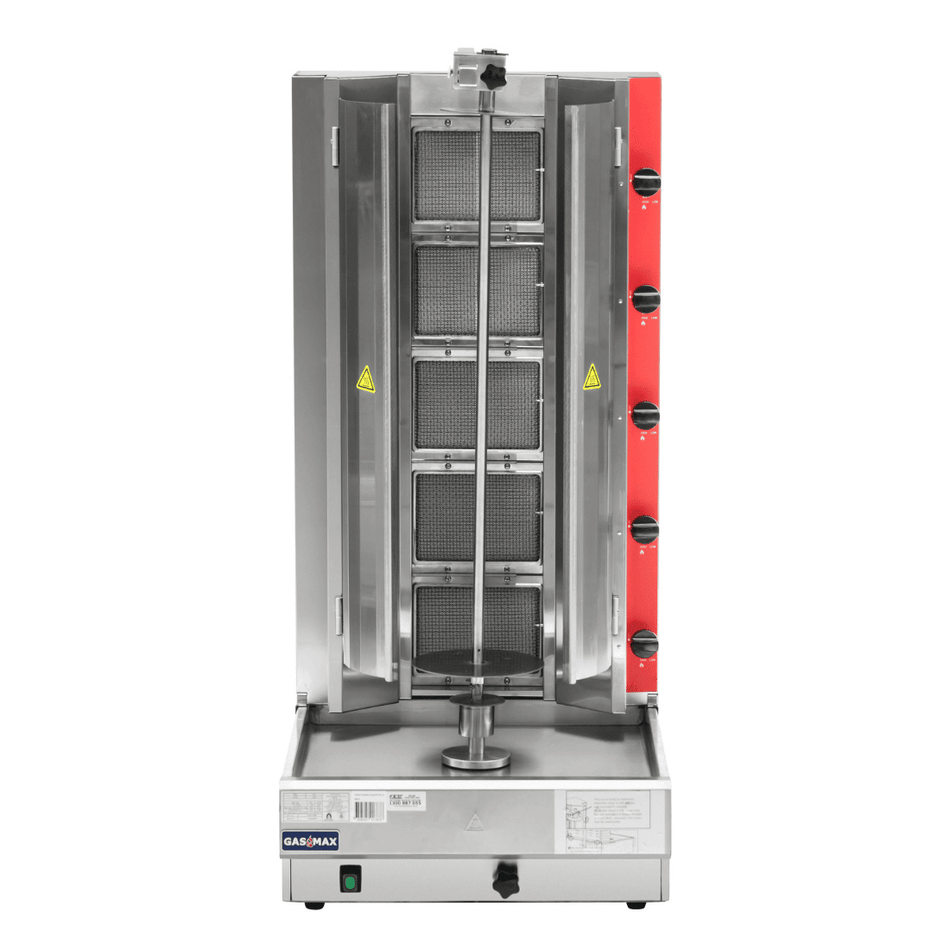 GasMax KB-5 5-burner natural gas kebab machine — front view