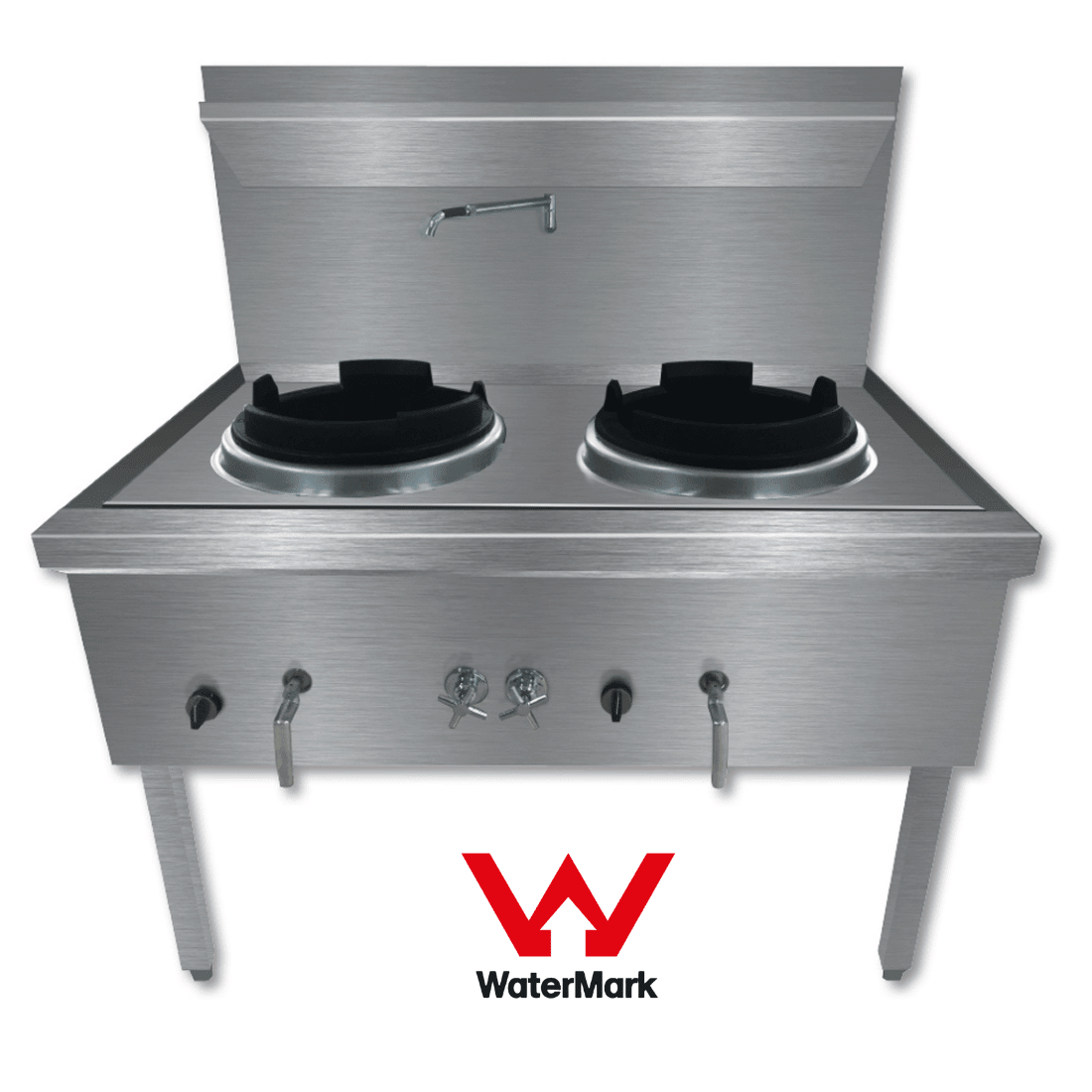GasMax Stainless Steel Waterless Nature Gas Double Wok Chimney Burner WW - 2NC - Commercial Kitchen Appliances