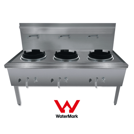 GasMax Stainless Steel Waterless Nature Gas Triple Wok WW - 3N - Commercial Kitchen Appliances