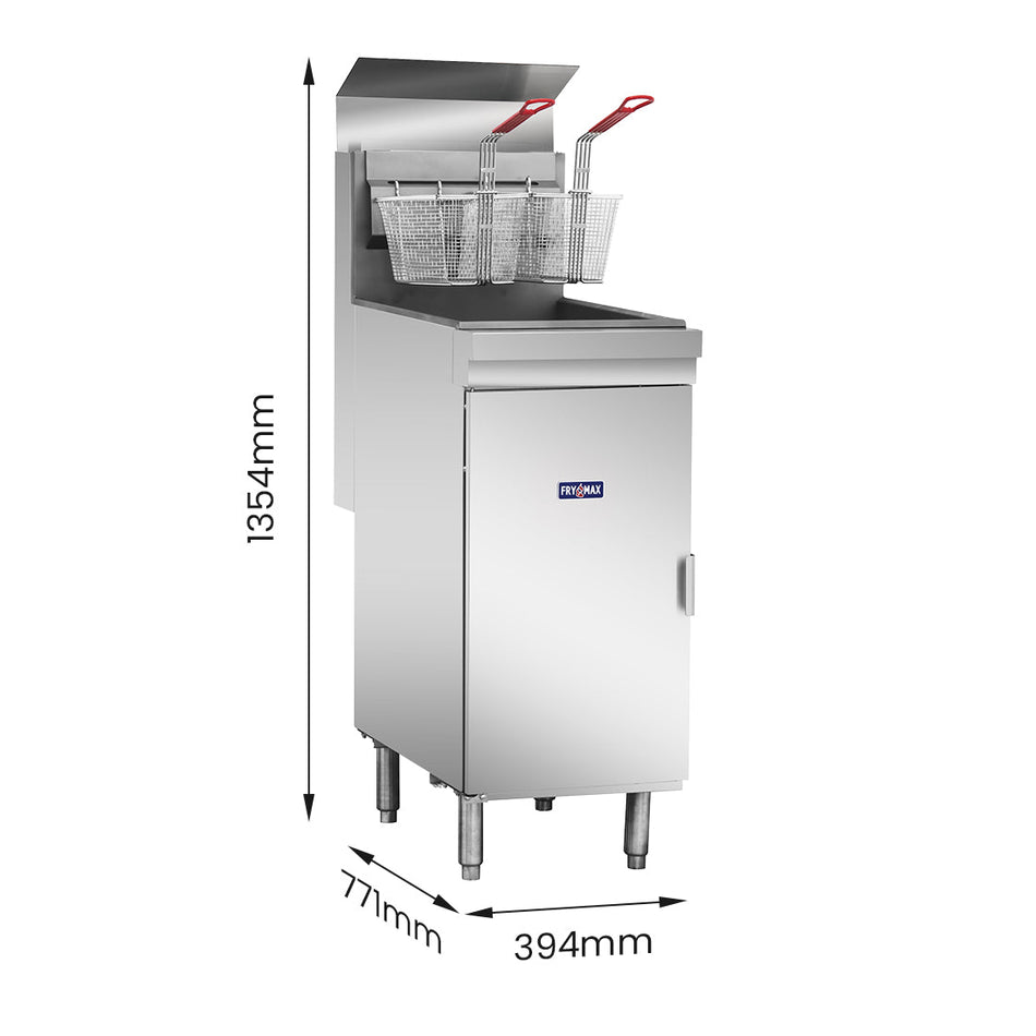 GasMax RC300E Superfast tube fryer — front view in stainless steel