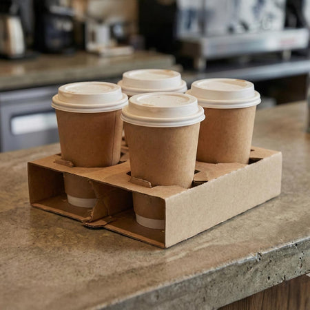 PakMax 4 Cup Kraft Pulp Cup Holder PCH-4K Carton of 200 - supplier image 2