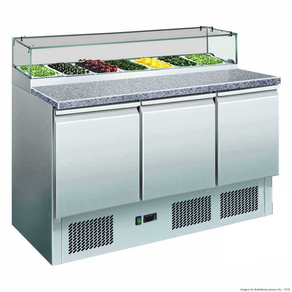Thermaster Three Door Salad Marble Prep Top GNS1300E