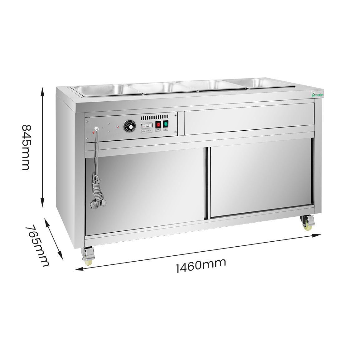 Heated Food Display without Glass Top Hold 4x1/1 GN Pans 1460x790x845mm - Commercial Kitchen Appliances