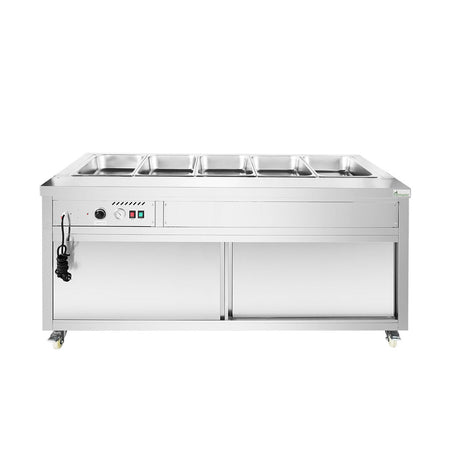 Heated Food Display without Glass Top Hold 5x1/1 GN Pans 1800x790x845mm - Commercial Kitchen Appliances