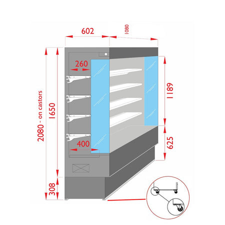ItaliaCool Open Chiller With 4 Shelves TDVC60 - CA - 100 - Commercial Kitchen Appliances