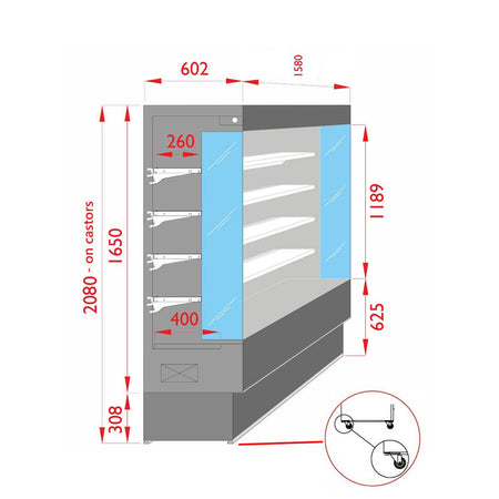ItaliaCool Open Chiller With 4 Shelves TDVC60 - CA - 150 - Commercial Kitchen Appliances
