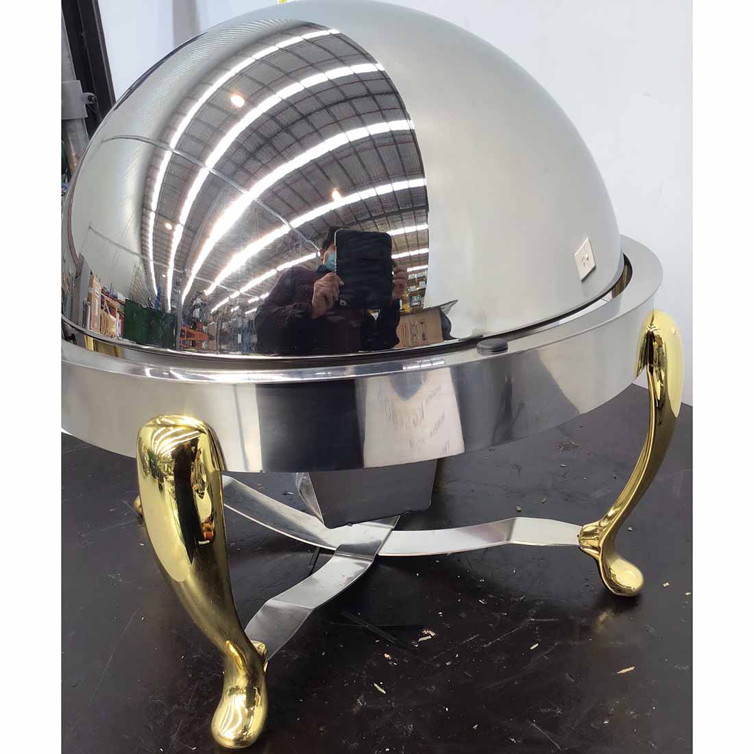 Kingo KGS6803 Round Chafing Dish with Gilt Legs KGS6803 - NSW901 - Commercial Kitchen Appliances