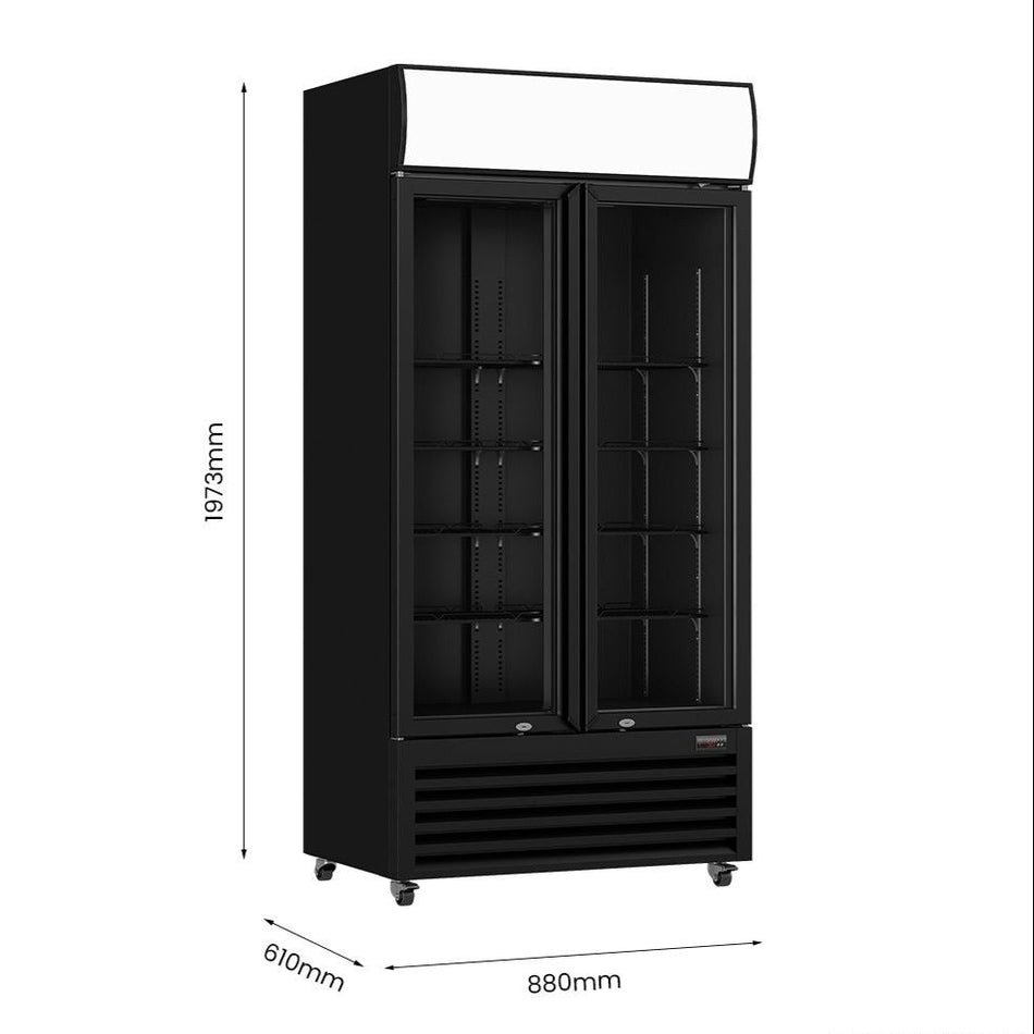 Thermaster Double Glass Door Colourbond Upright Drink Fridge LG-580BP