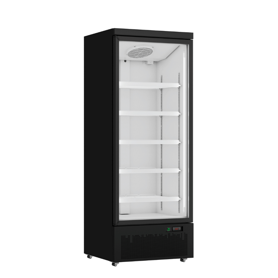 Thermaster 459L Single Glass Door Supermarket Fridge Black LG-600BGBM