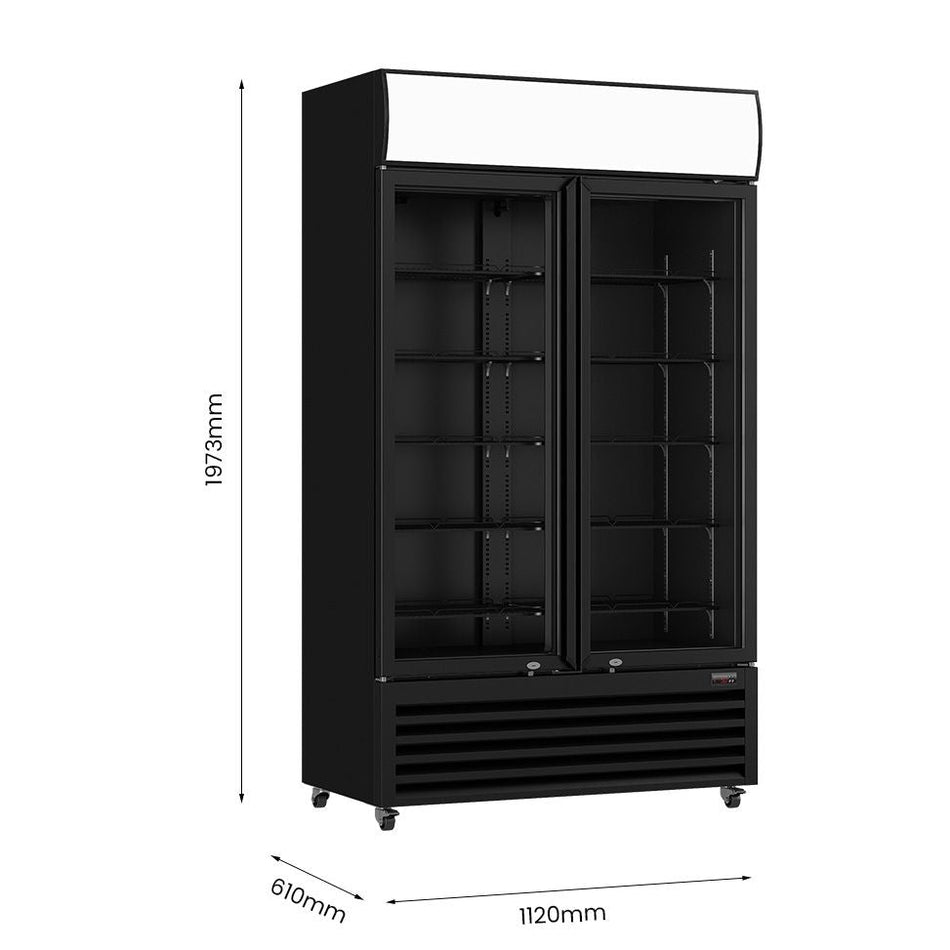 Thermaster Two Glass Door Colourbond Upright Drink Fridge LG-730BP