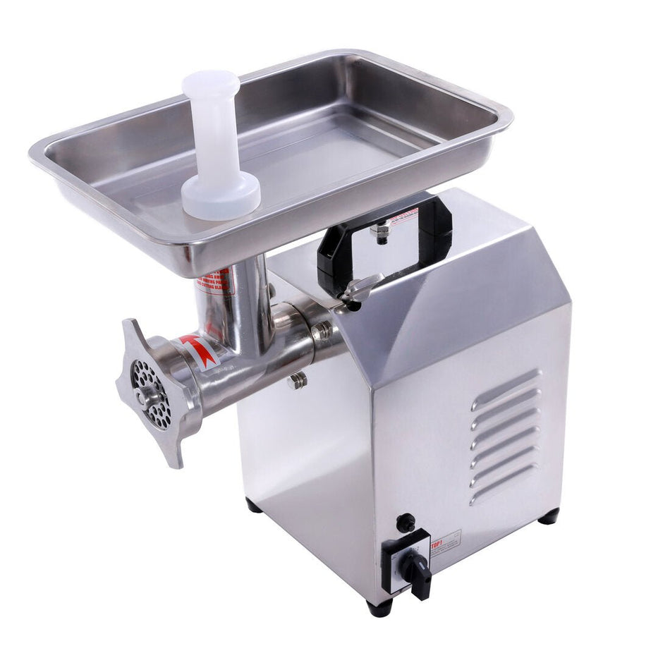 Matador TC12 meat mincer — head detail showing 6mm and 8mm mesh plates