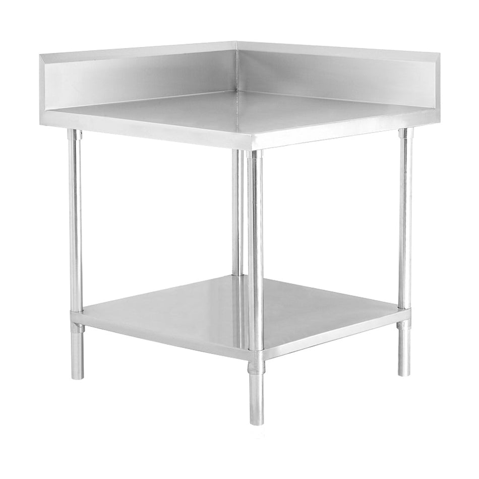 Modular Systems 304 Grade Corner Workbenches with 150mm Splashback & Undershelf - Commercial Kitchen Appliances
