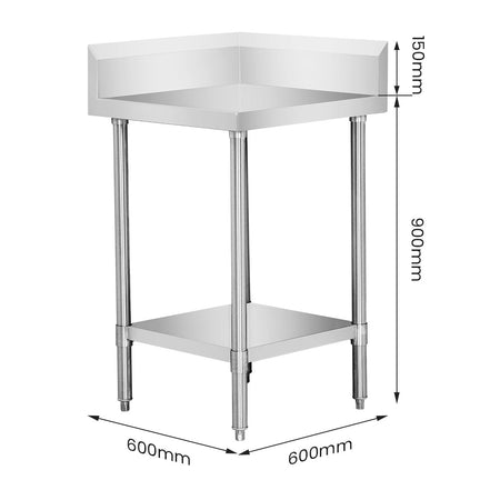 Modular Systems 304 Grade Corner Workbenches with 150mm Splashback & Undershelf - Commercial Kitchen Appliances