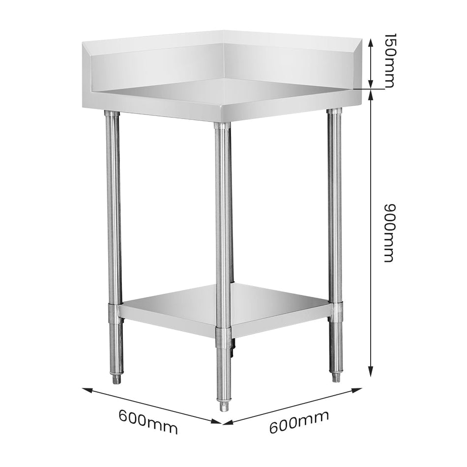 Modular Systems 304 Grade Corner Workbenches with 150mm Splashback & Undershelf - Commercial Kitchen Appliances