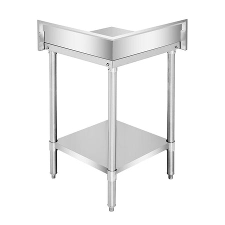 Modular Systems 304 Grade Corner Workbenches with 150mm Splashback & Undershelf - Commercial Kitchen Appliances