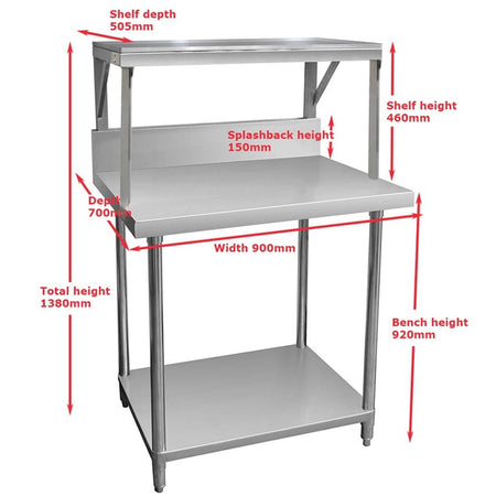 Modular Systems 304 Grade Heavy Duty Salamander Bench With Shelf Braces SMB - 7 - 0900 - Commercial Kitchen Appliances