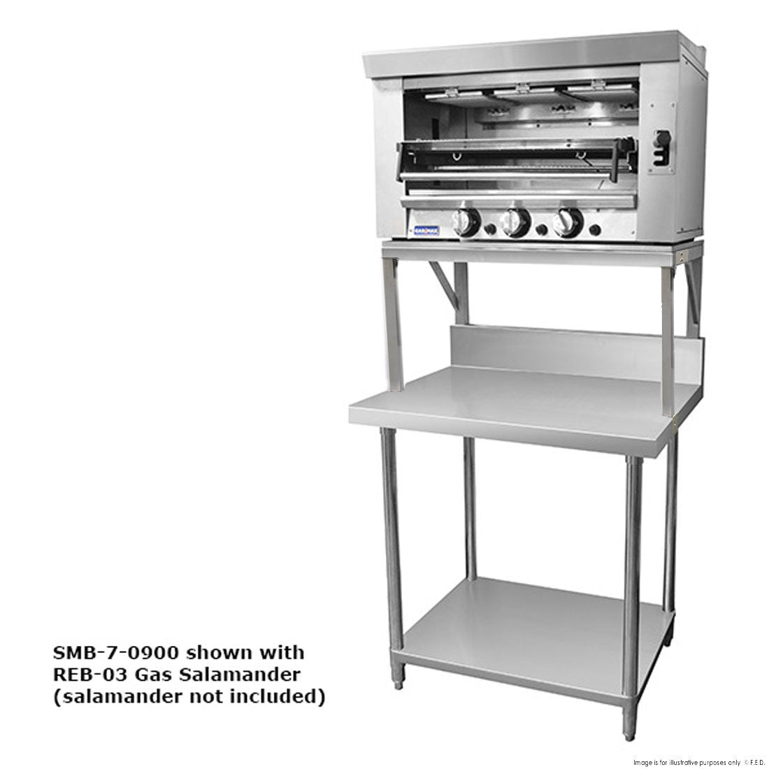 Modular Systems 304 Grade Heavy Duty Salamander Bench With Shelf Braces SMB - 7 - 0900 - Commercial Kitchen Appliances