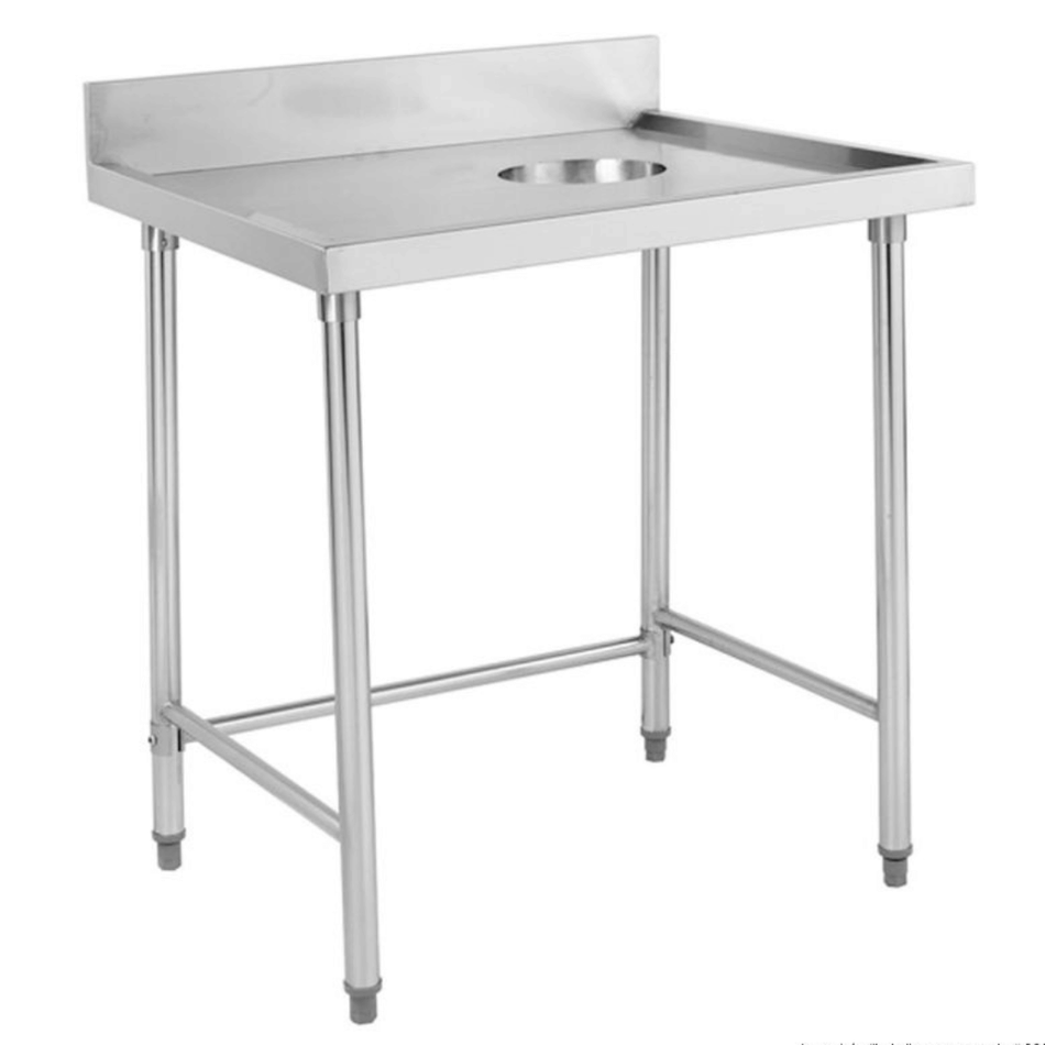 Modular Systems 304 Grade Stainless Steel Waste Collection Bench with Scrape Hole SWCB - 7 - 1200R - Commercial Kitchen Appliances