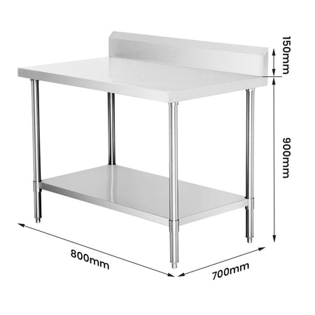 Modular Systems 304 Grade Workbench With Splashback WBB7-0800/A - Commercial Kitchen Appliances