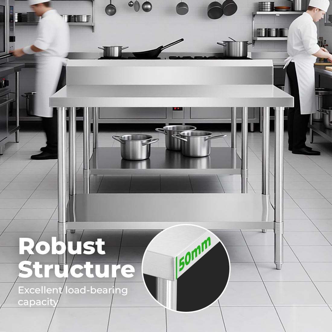 Modular Systems 304 Grade Workbench With Splashback WBB7-0800/A - Commercial Kitchen Appliances