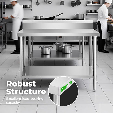 Modular Systems 304 Grade Workbench With Splashback WBB7-0800/A - Commercial Kitchen Appliances