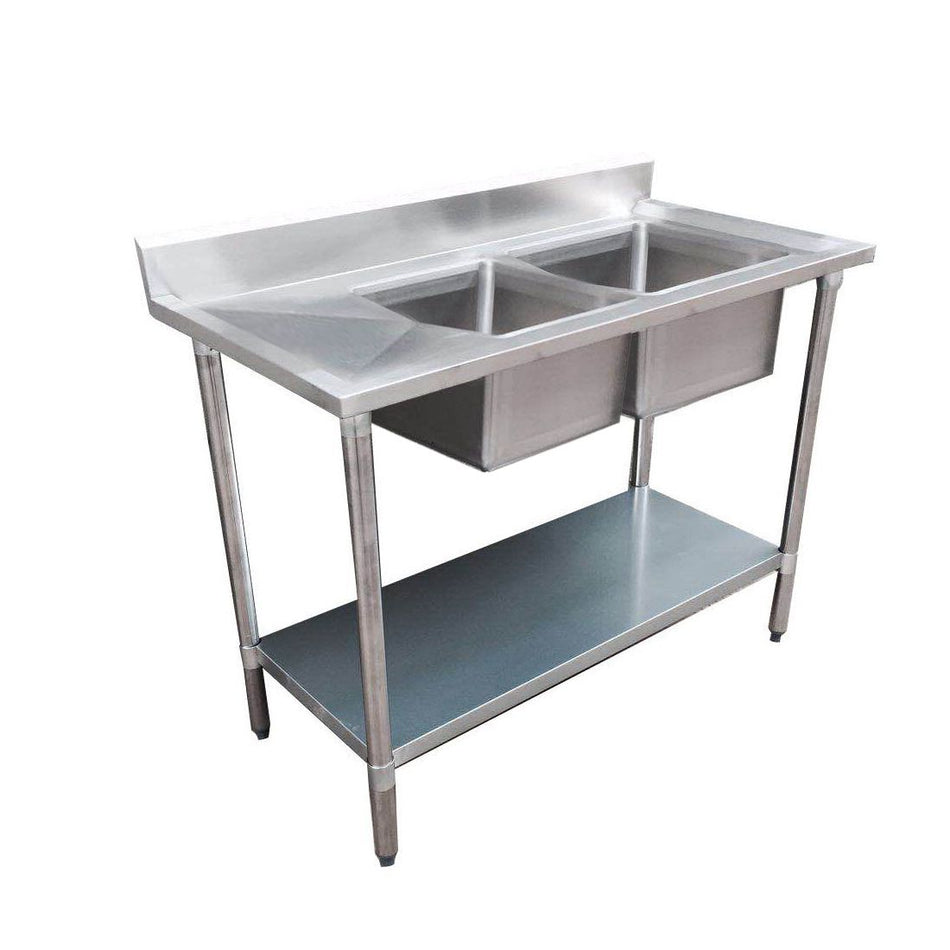 Modular Systems Economic 304 Grade SS Right Double Sink Bench 1500mm width 1500 - 7 - DSBR - Commercial Kitchen Appliances
