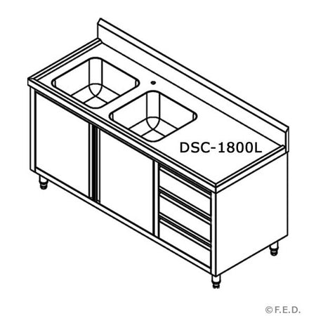 Modular Systems Kitchen Tidy Cabinet With Double Left Sinks - Commercial Kitchen Appliances
