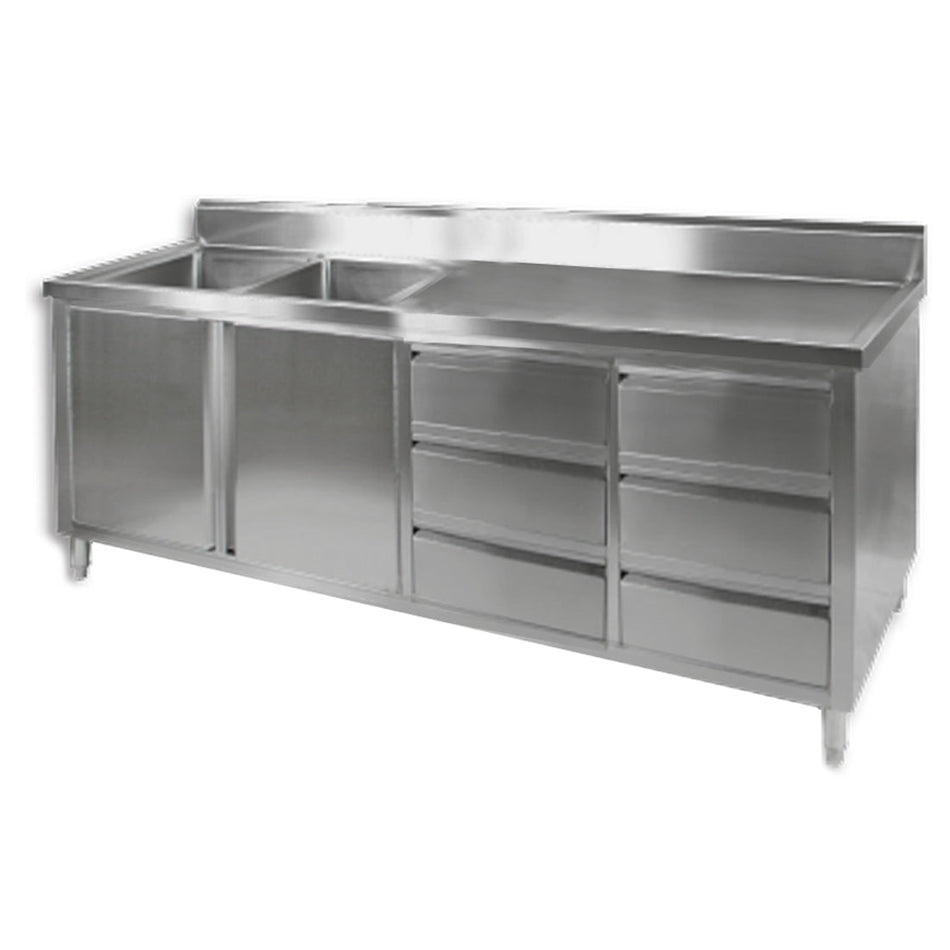 Modular Systems Kitchen Tidy Cabinet With Double Left Sinks DSC - 2400L - H - Commercial Kitchen Appliances