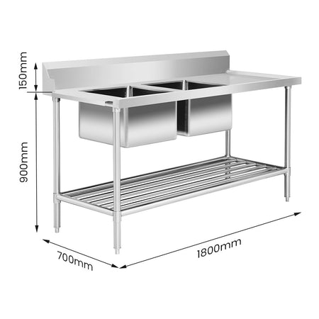 Modular Systems Left Inlet Double Sink Dishwasher Bench - Commercial Kitchen Appliances