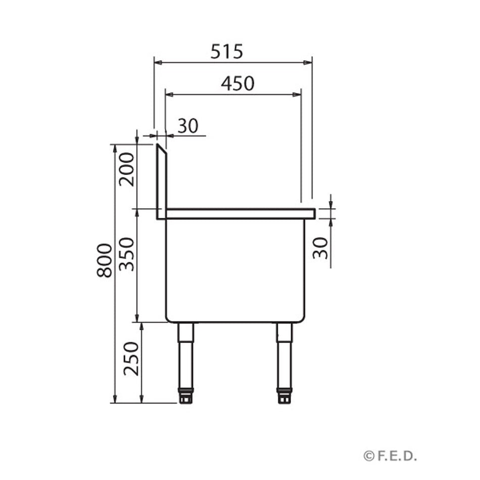 Modular Systems SMS-H mop sink — top view of welded bowl with 90mm drain