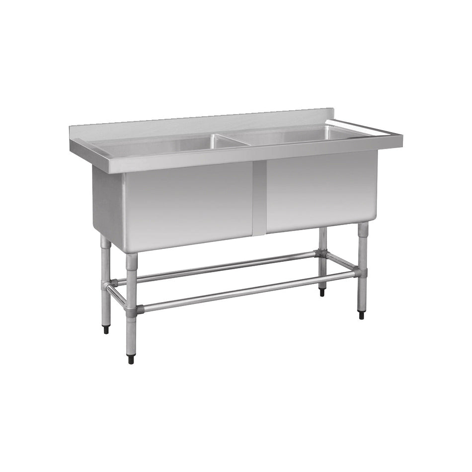 Modular Systems 1410-6-DSB double deep pot sink — front view in stainless steel