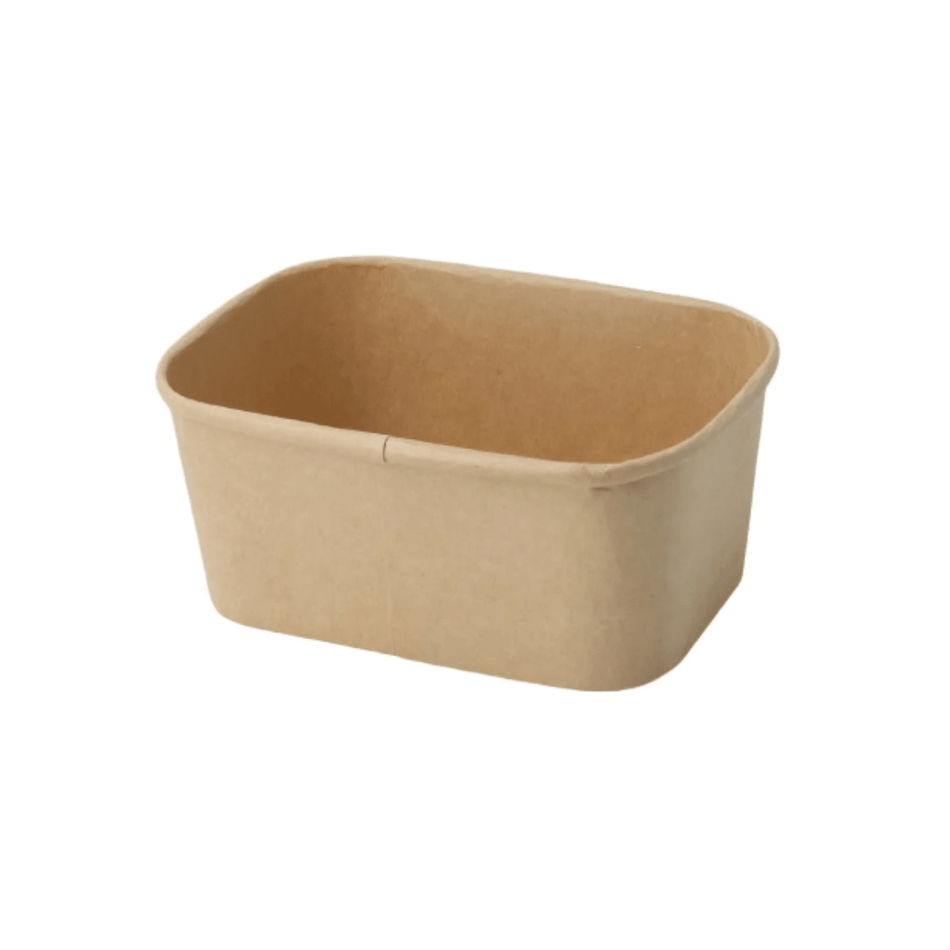PakMax 1000 ml Kraft Paper Rectangular Bowl KPRB-1000-120 Carton of 300 - Commercial Kitchen Appliances