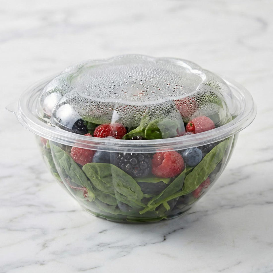 PakMax 32 oz PET Rose Salad Bowl Combo RSBC-32C Carton of 150 - Commercial Kitchen Appliances