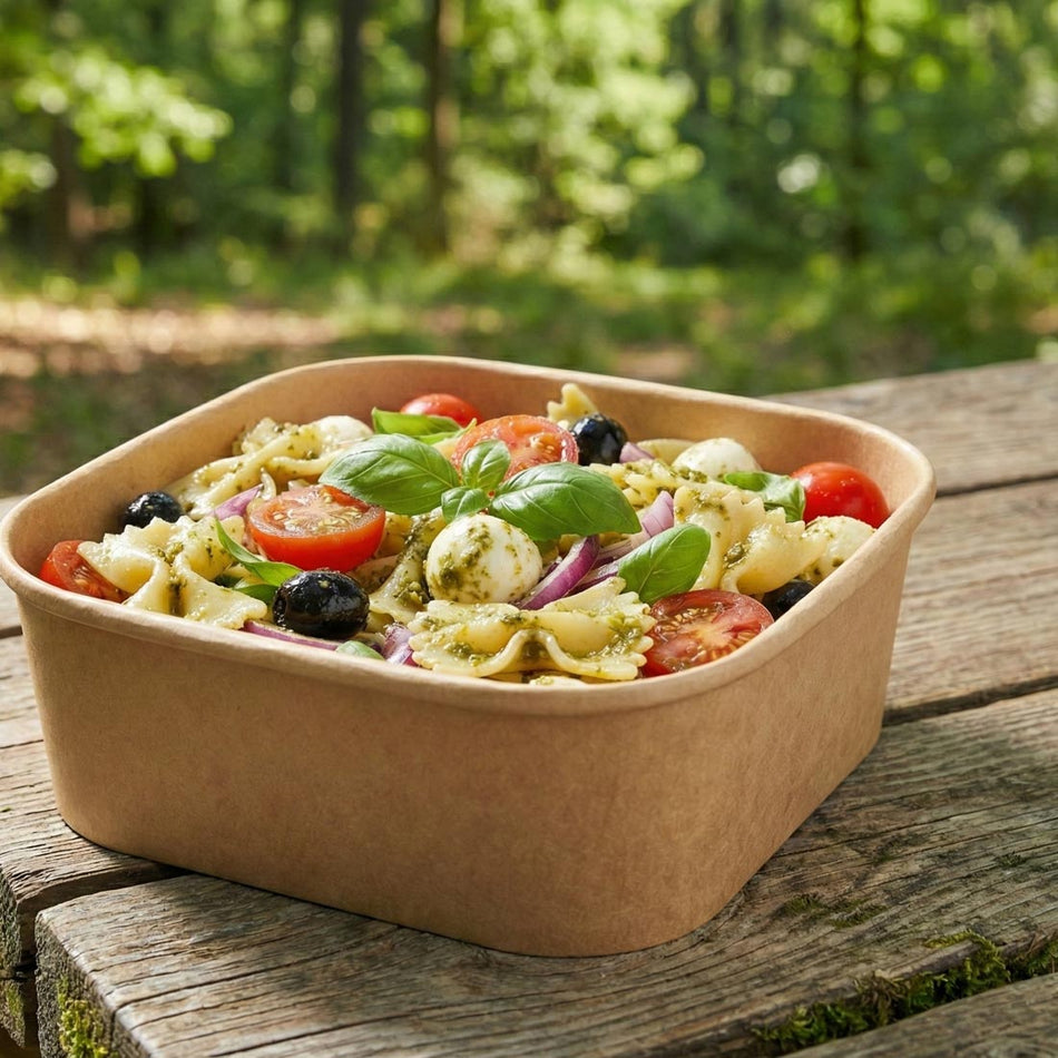 PakMax 580 ml Kraft Paper Rectangular Bowl KPRB-500 Carton of 300 - Commercial Kitchen Appliances