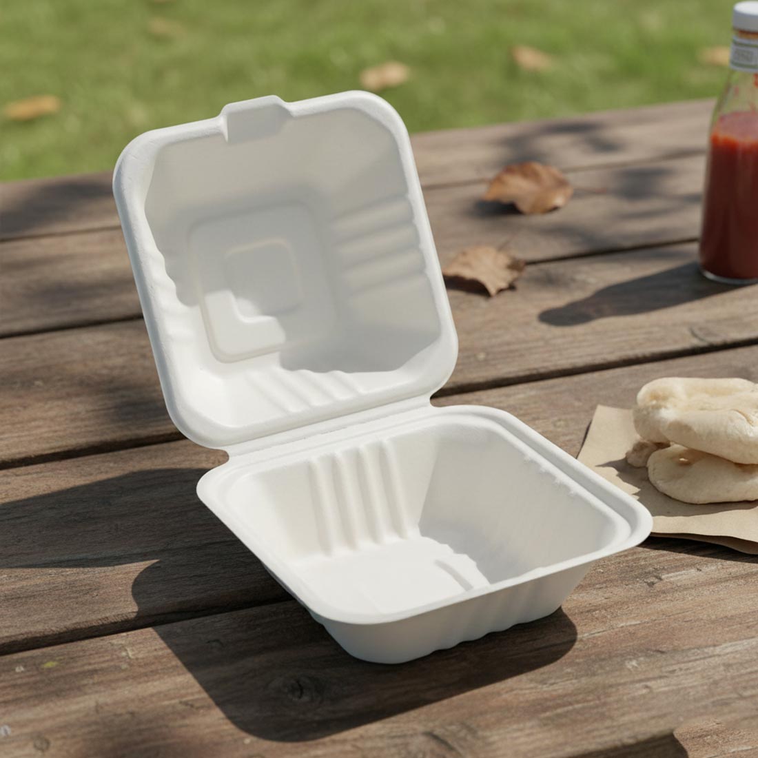 PakMax 6 x 6 Inch Sugarcane Clamshell CS-66 Carton of 500 - Commercial Kitchen Appliances