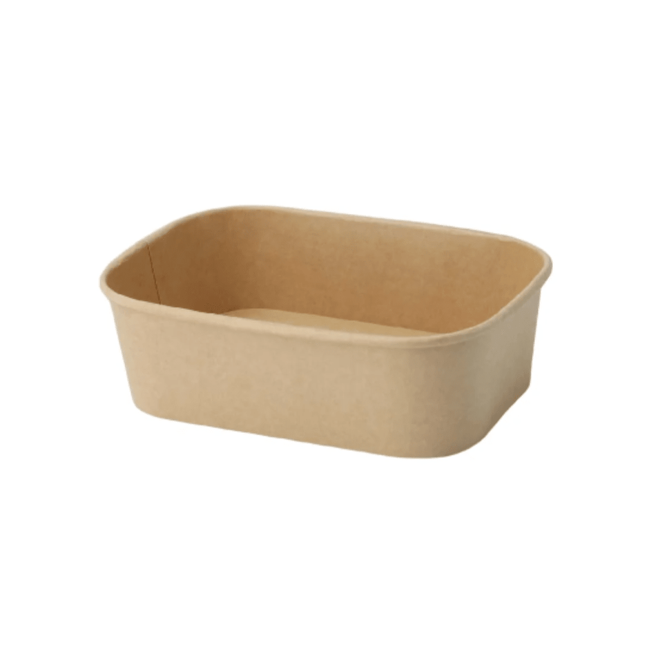 PakMax 750 ml Kraft Paper Rectangular Bowl KPRB-650-120 Carton of 300 - Commercial Kitchen Appliances