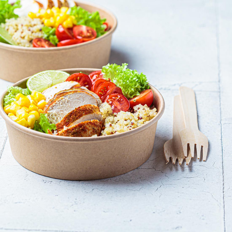 PakMax 750 ml Kraft Paper Salad Bowl KPSB-60H-750 Carton of 300 - Commercial Kitchen Appliances