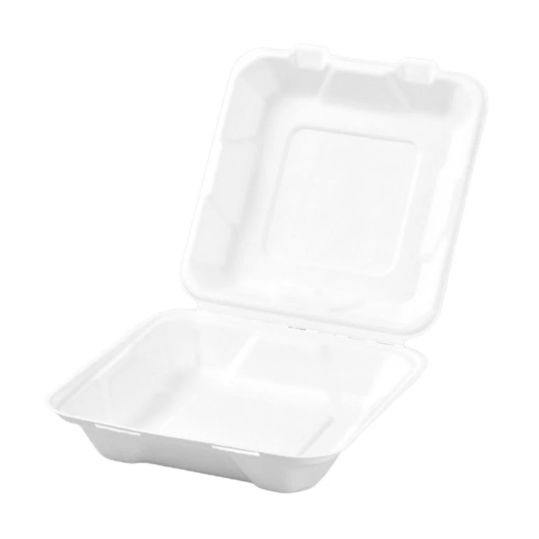 PakMax 8 x 8 Inch Sugarcane Clamshell CS-88 Carton of 200 - Commercial Kitchen Appliances