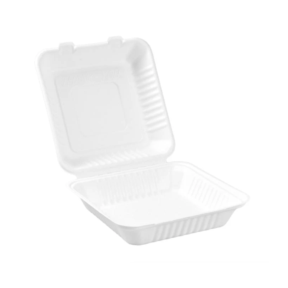 PakMax 9 x 9 Inch Sugarcane Clamshell CS-99 Carton of 200 - Commercial Kitchen Appliances