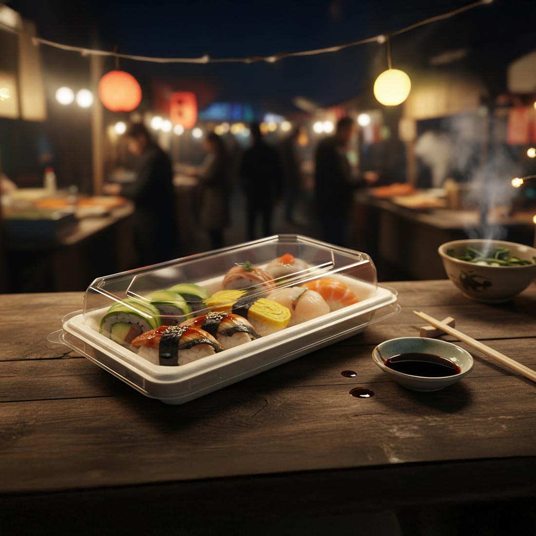 PakMax Clear PET Lid for ST-08 Sushi Tray ST-08-LID Carton of 500 - Commercial Kitchen Appliances