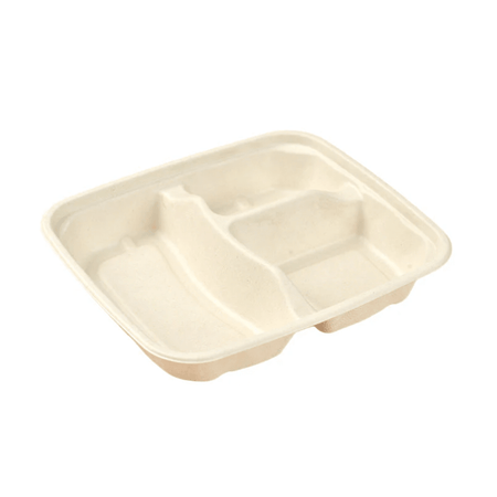 PakMax Sugarcane 3 Compartment Food Container FC-31-S Carton of 300 - Commercial Kitchen Appliances