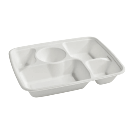 Pakmax Sugarcane 5 - compartment Lunch Tray LT - 51 - Commercial Kitchen Appliances
