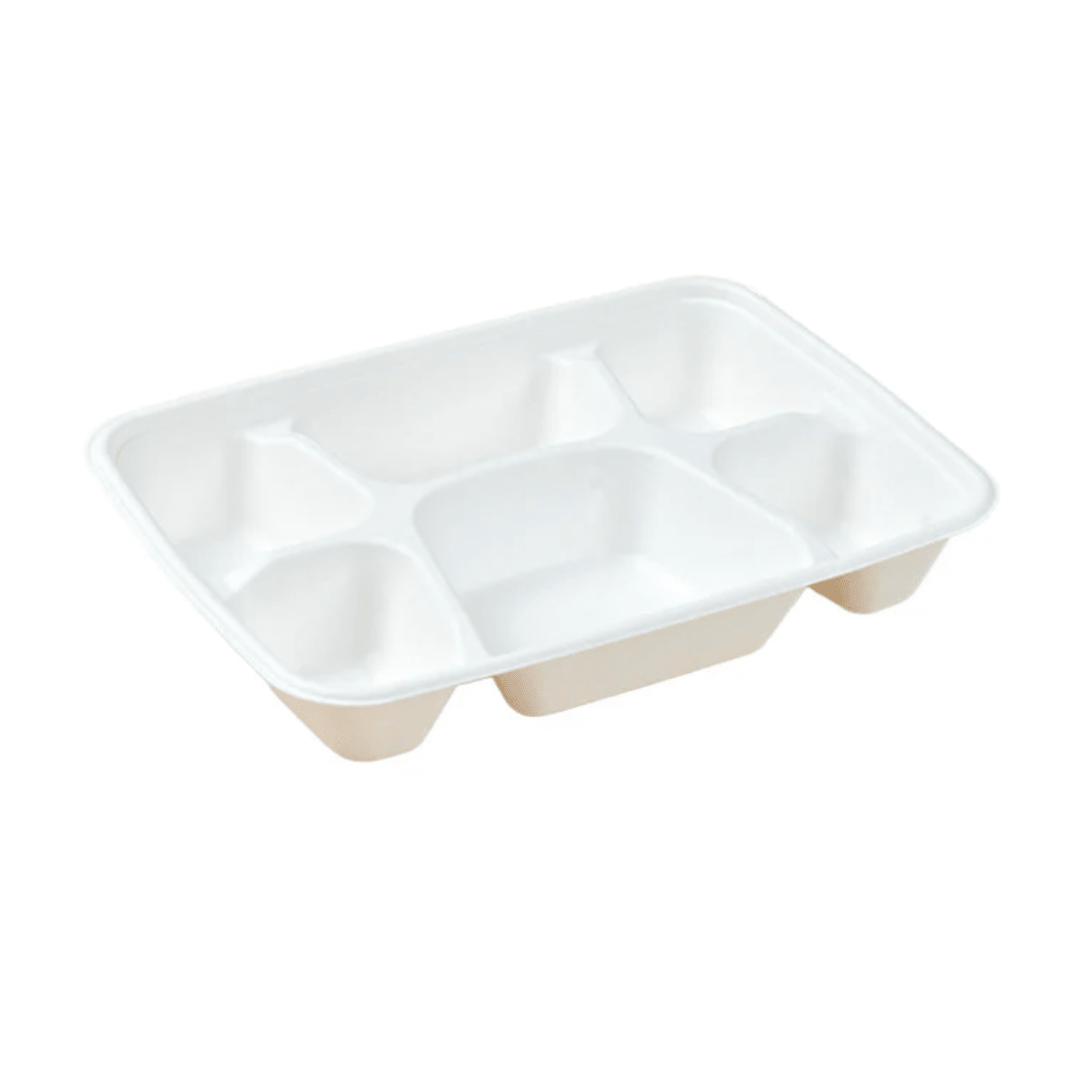 Pakmax Sugarcane 6 - compartment Lunch Tray LT - 61 - Commercial Kitchen Appliances