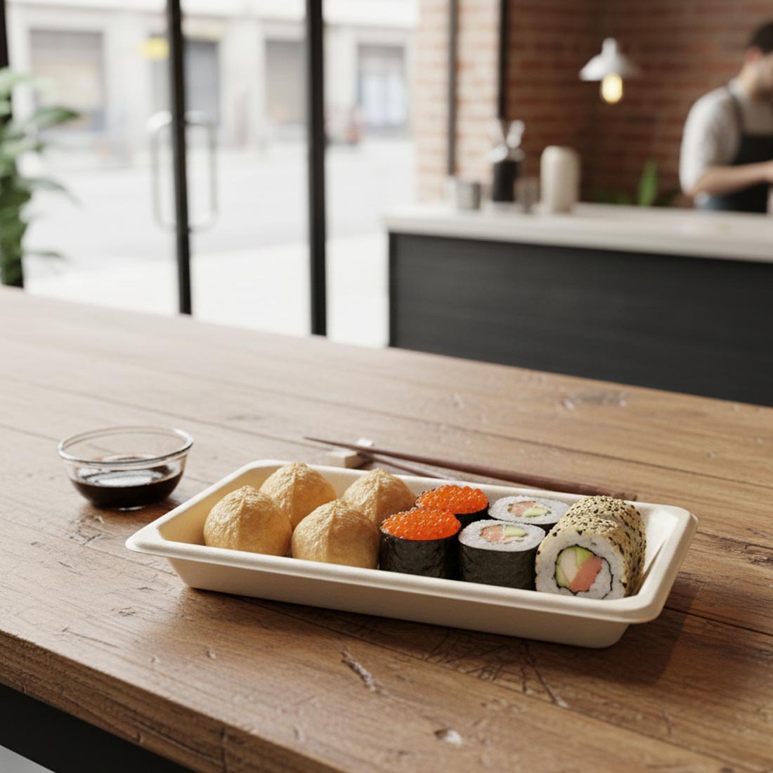 PakMax Sugarcane Sushi Tray 165 x 115 mm ST-08 Carton of 500 - Commercial Kitchen Appliances