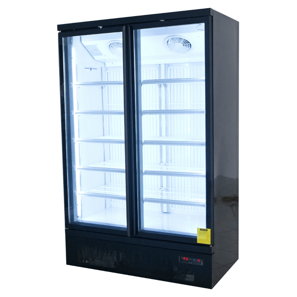Saltas 2 Door Two Upright Display Glass Door Fridge NDA1250 - Commercial Kitchen Appliances