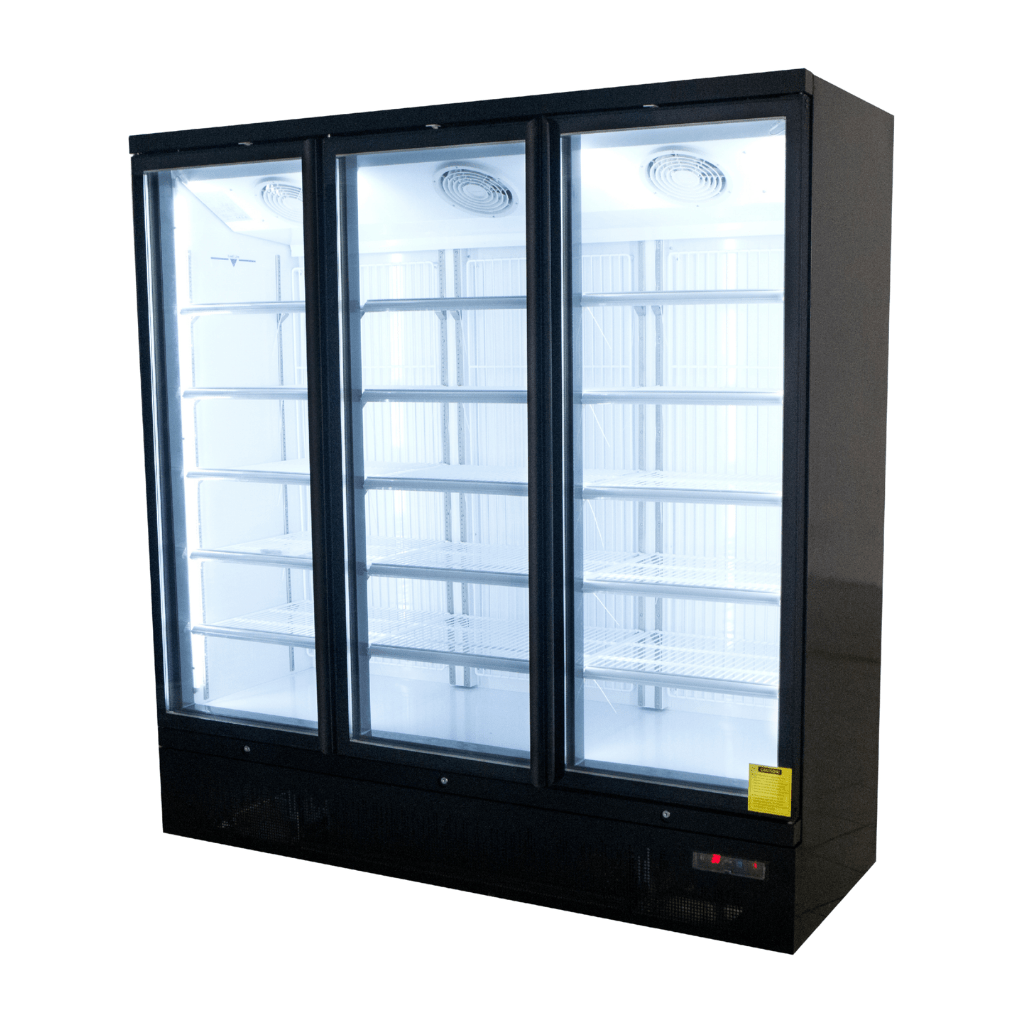 Saltas 3 Door Triple Upright Display Glass Door Fridge NDA1875 - Commercial Kitchen Appliances