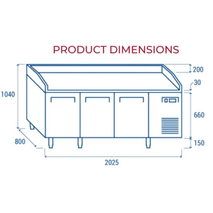 Saltas Marble Top Pizza Fridge 3 Door MPB0030 - Commercial Kitchen Appliances