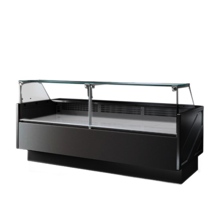 Serie MR Black 2480mm Wide Deli Display with Storage and Castors TDMR-0925B - TDMR-0925B